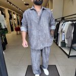 Мъжки спортен комплект от джинсов плат – сив - Image 2