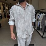 Мъжки спортен комплект от джинсов плат – бежово - Image 2