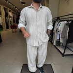 Мъжки спортен комплект от джинсов плат – бежово - Image 3
