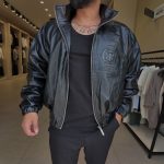 Мъжко яке от еко кожа с модерна кройка и стилен дизайн - черно - Image 3
