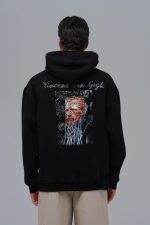 Мъжки суитшърт с щампа  и артистичен дизайн Van Gogh - черно