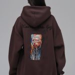 Мъжки суитшърт с щампа  и артистичен дизайн Van Gogh - кафяво