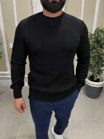Мъжки черен пуловер с обло деколте-Елегантен и удобен избор - Image 3