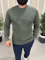 Мъжки зелен пуловер с обло деколте-Елегантен и удобен избор - Image 2