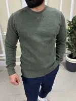 Мъжки зелен пуловер с обло деколте-Елегантен и удобен избор - Image 3